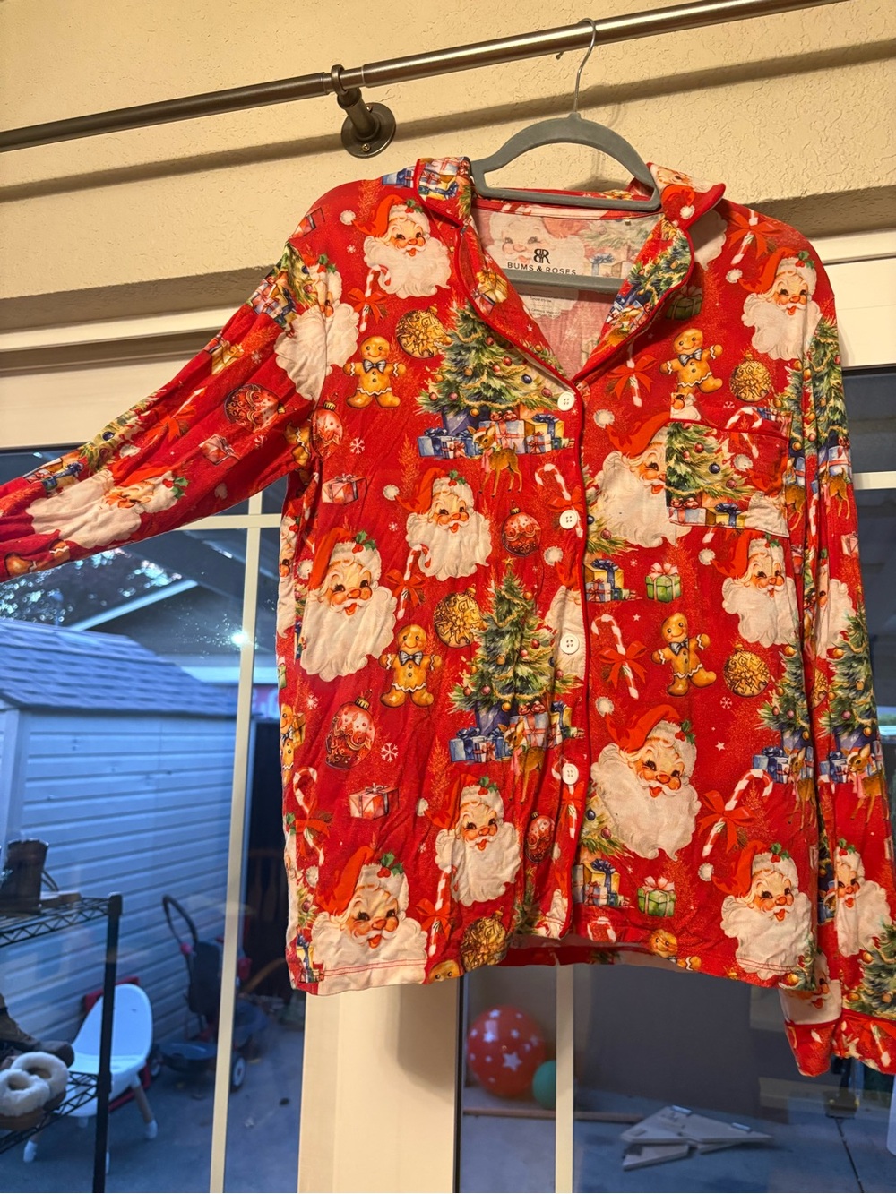 Women’s Small Bums & Roses Christmas PJ Top